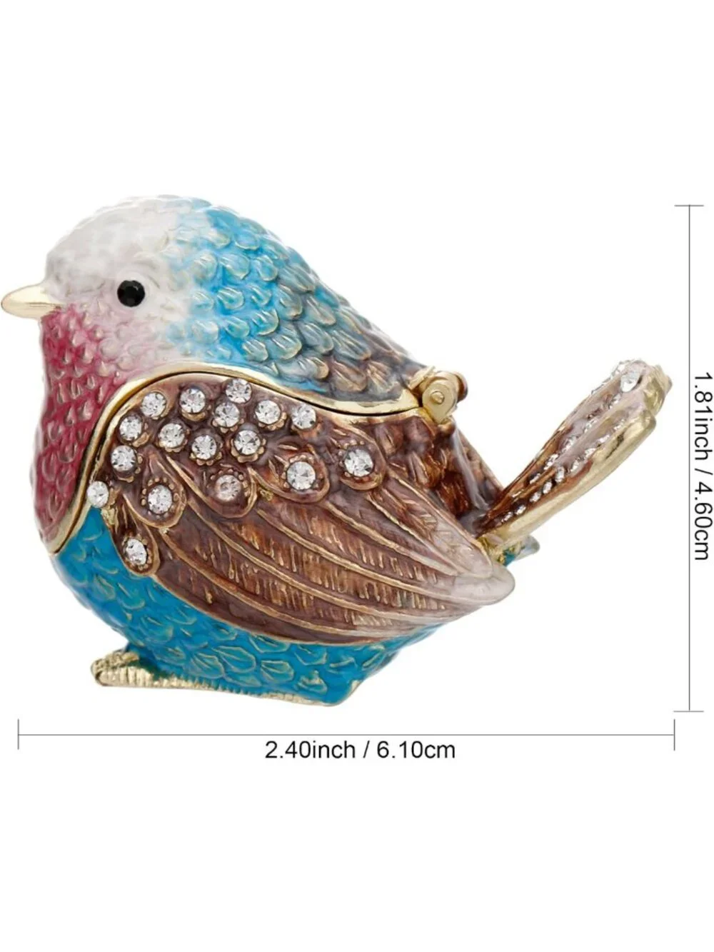 Hand-Painted Enamel Sparrow Trinket Box | Unique Mini Jewelry Organizer & Decor
